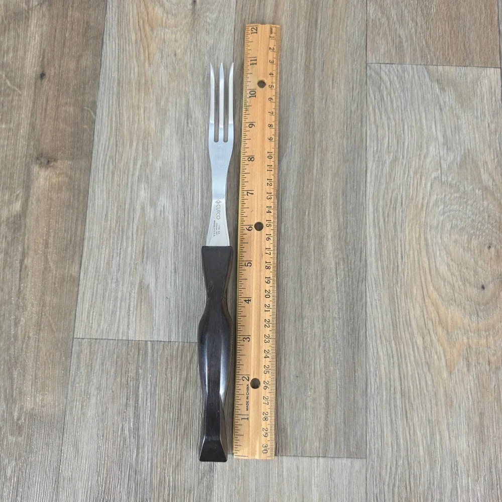 Cutco 1726 KA Carving Fork‎ Brown Ergonomic Handle Made in USA Stainless Steel
